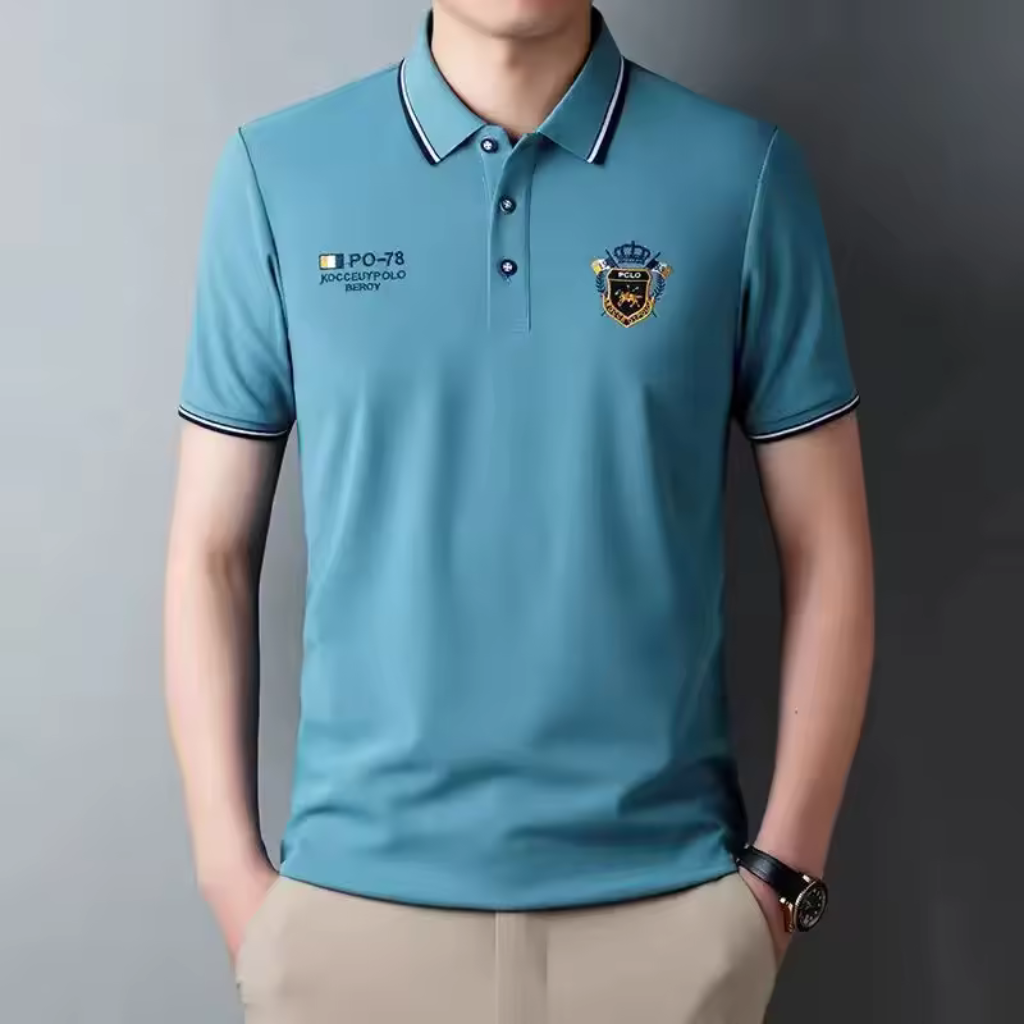 Camisa Polo Seda em Gelo Carter
