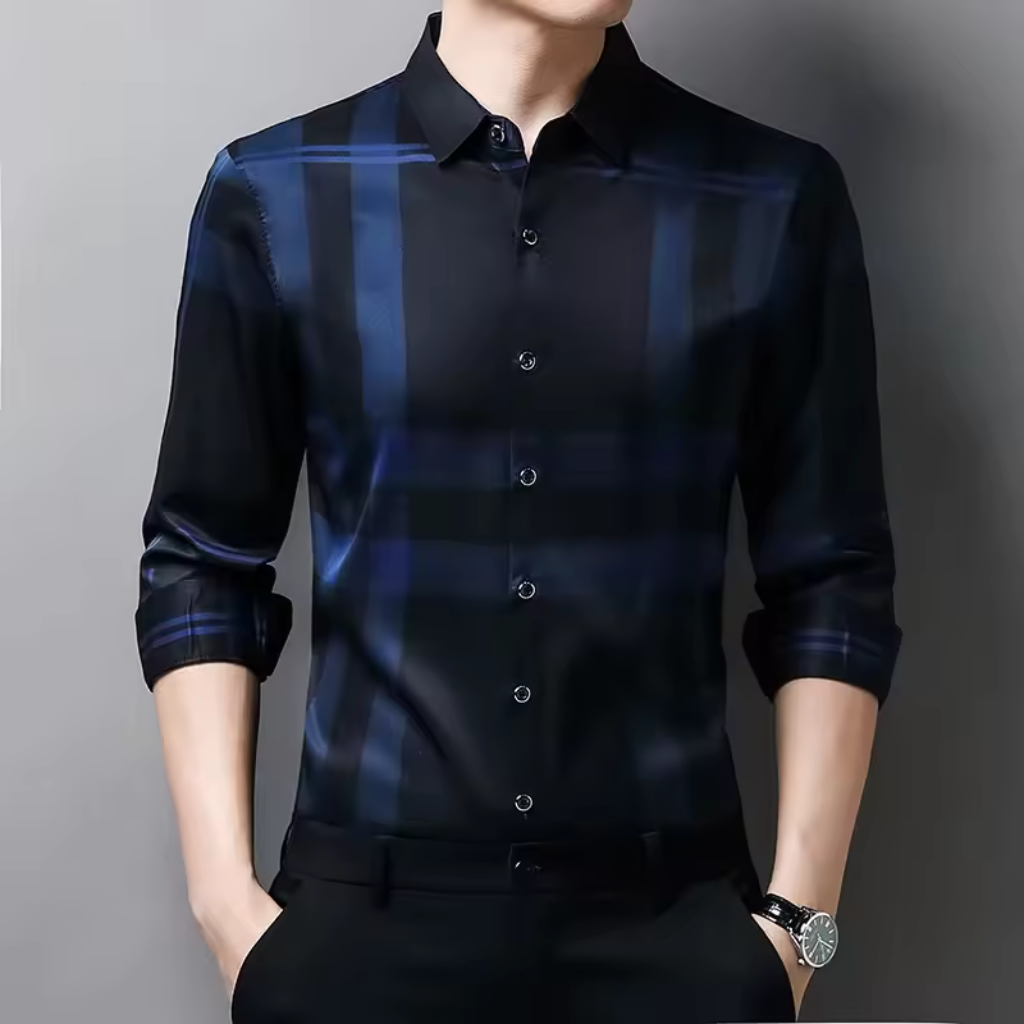 Camisa Social de Seda Xadrez
