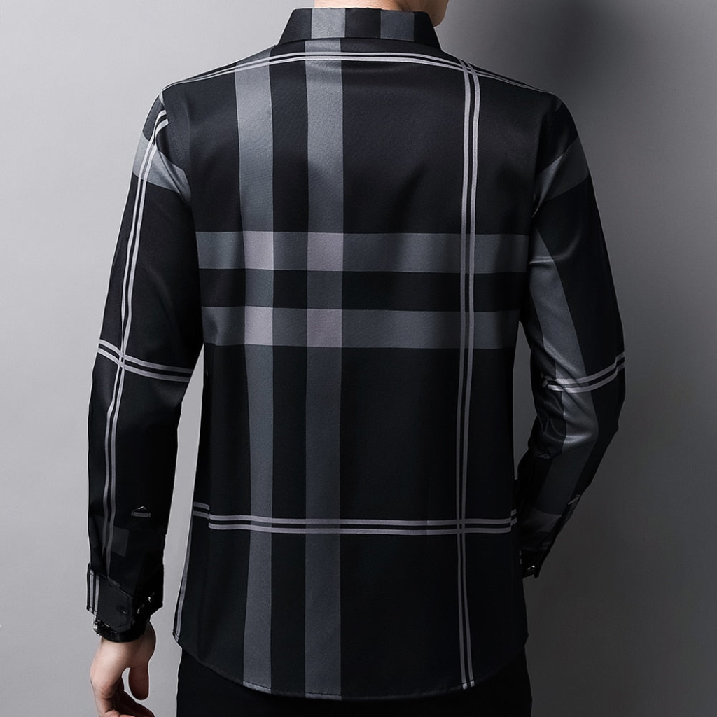 Camisa Social de Seda Xadrez