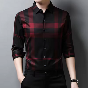 Camisa Social de Seda Xadrez