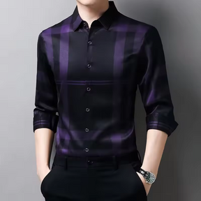 Camisa Social de Seda Xadrez