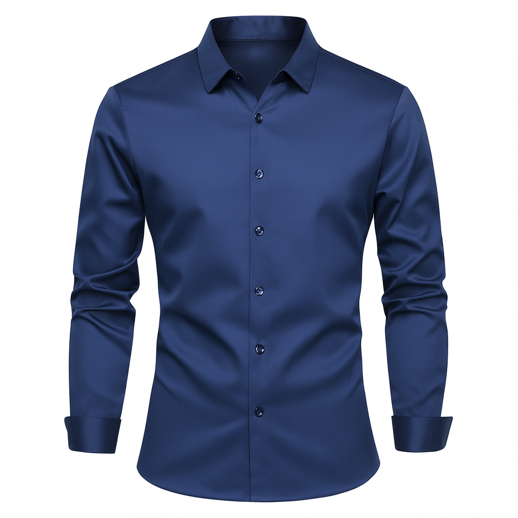 Camisa Social de Seda em Gelo