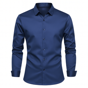 Camisa Social de Seda em Gelo