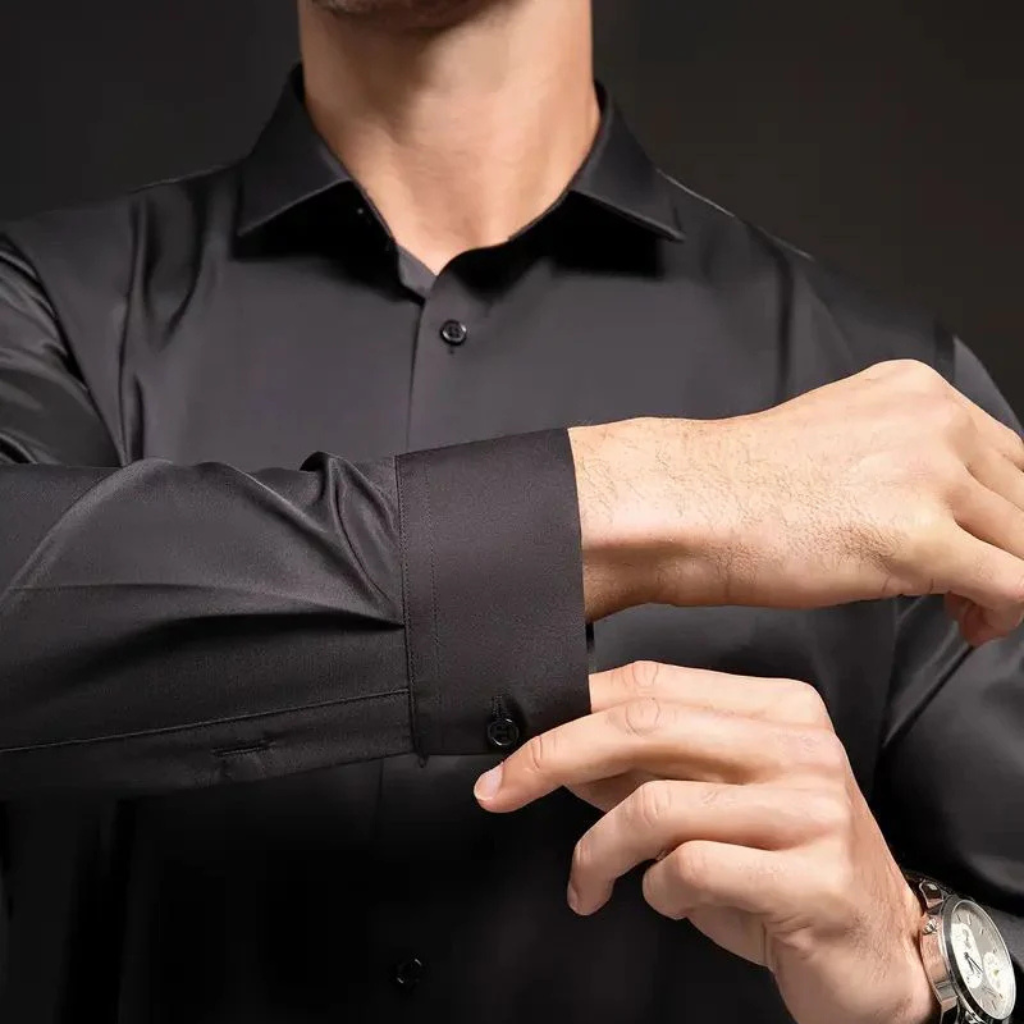 Camisa Social de Seda em Gelo